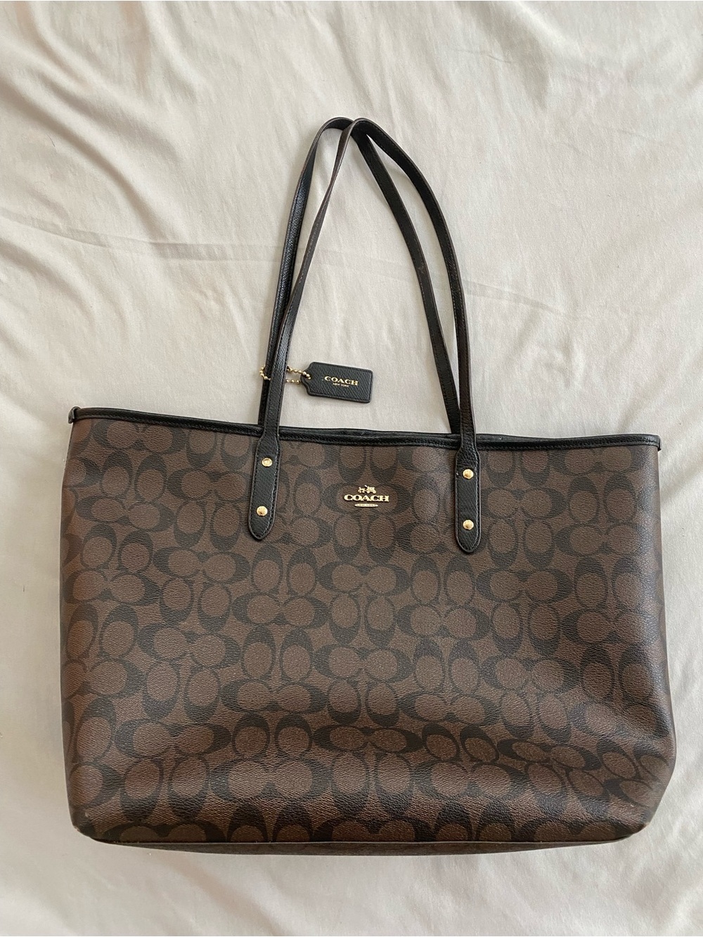 COACH Brown/Black Signature Canvas Tote